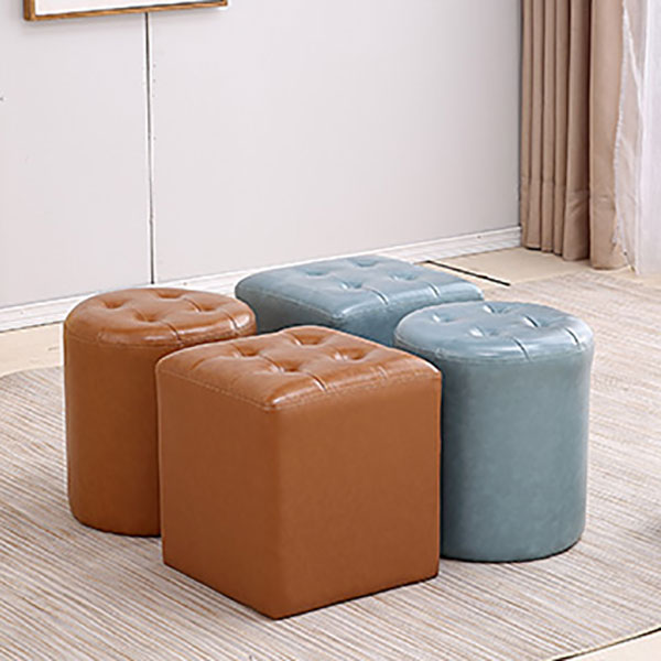 Tufted Ottoman Tear Resistant Faux Leather Contemporary Footstool Ottoman