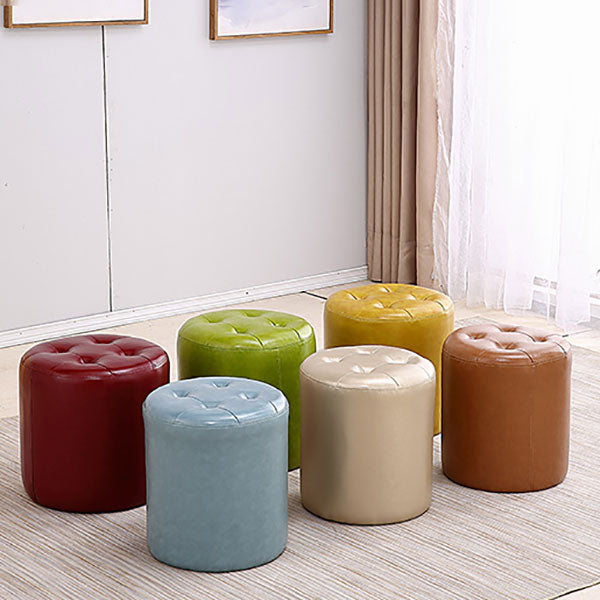 Tufted Ottoman Tear Resistant Faux Leather Contemporary Footstool Ottoman