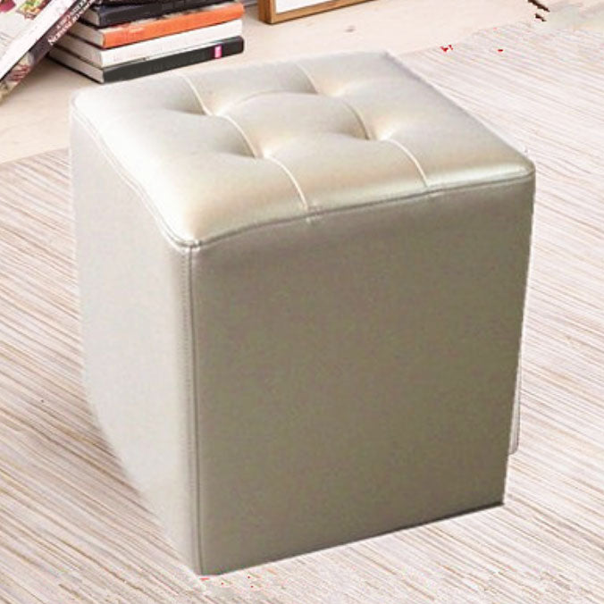 Tufted Ottoman Tear Resistant Faux Leather Contemporary Footstool Ottoman