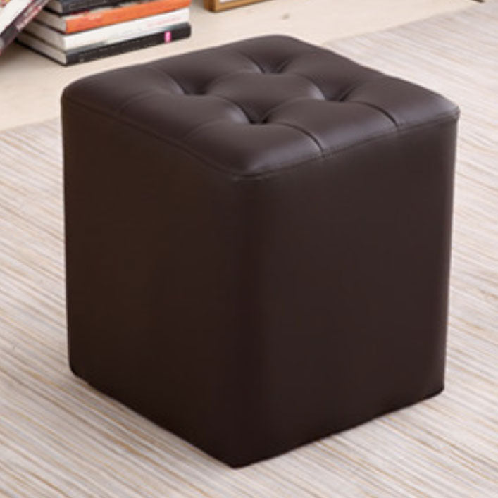 Tufted Ottoman Tear Resistant Faux Leather Contemporary Footstool Ottoman