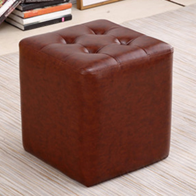 Tufted Ottoman Tear Resistant Faux Leather Contemporary Footstool Ottoman