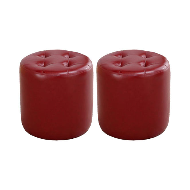 Tufted Ottoman Tear Resistant Faux Leather Contemporary Footstool Ottoman