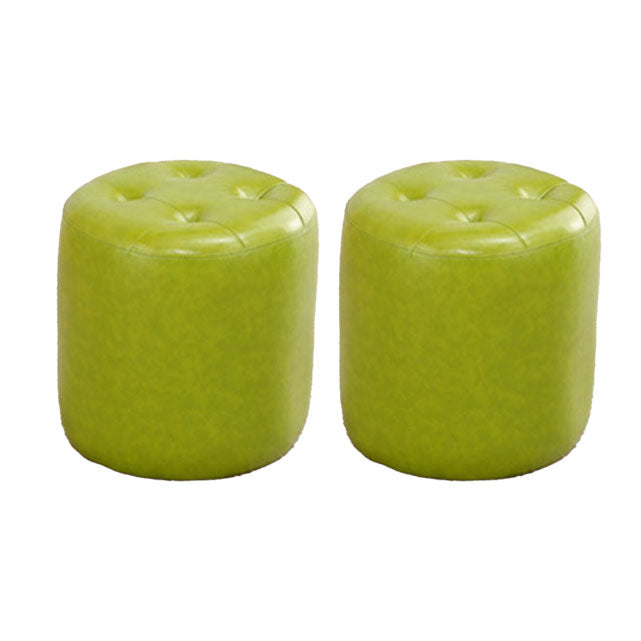 Tufted Ottoman Tear Resistant Faux Leather Contemporary Footstool Ottoman