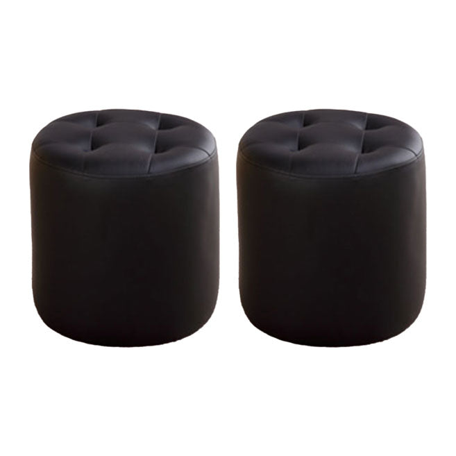 Tufted Ottoman Tear Resistant Faux Leather Contemporary Footstool Ottoman