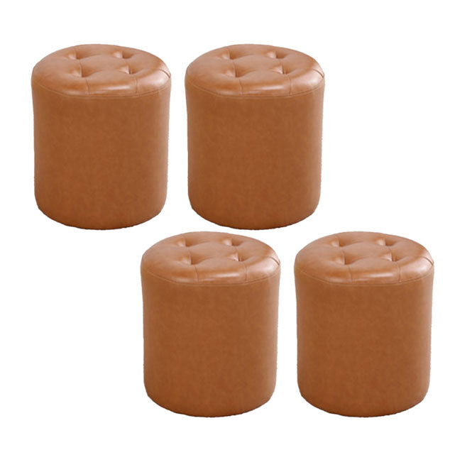 Tufted Ottoman Tear Resistant Faux Leather Contemporary Footstool Ottoman