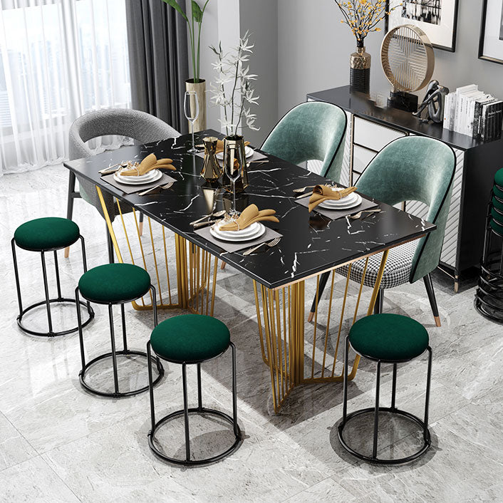 Modern Ottoman Velvet Upholstered Tear Resistant Round Ottoman with Chair Legs