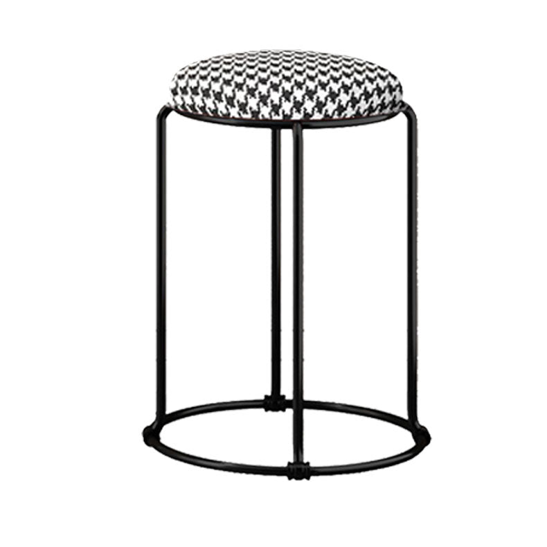 Modern Ottoman Velvet Upholstered Tear Resistant Round Ottoman with Chair Legs