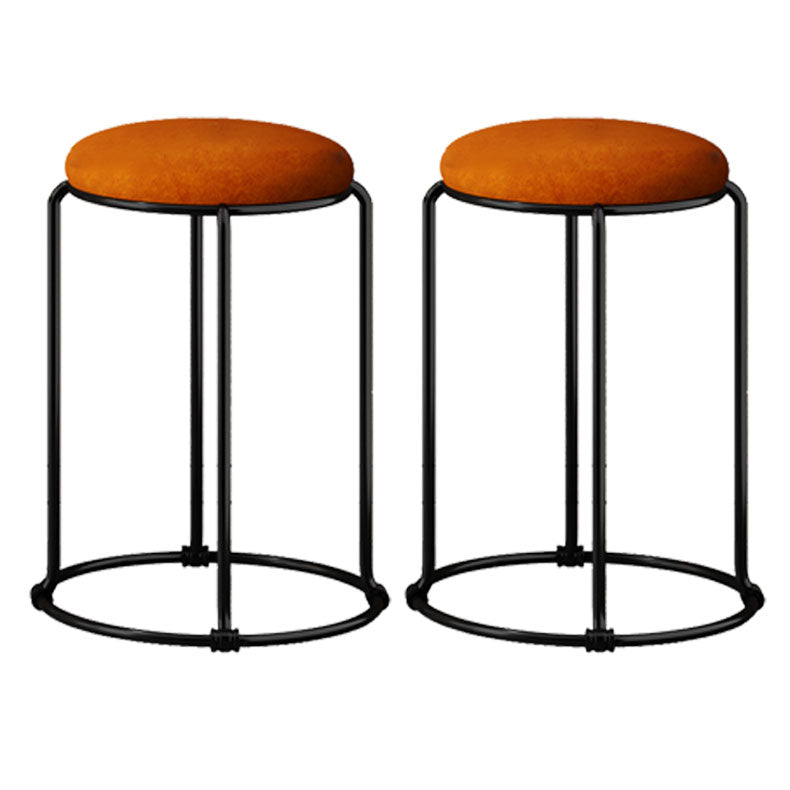 Modern Ottoman Velvet Upholstered Tear Resistant Round Ottoman with Chair Legs