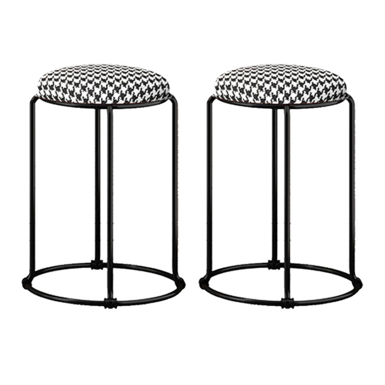 Modern Ottoman Velvet Upholstered Tear Resistant Round Ottoman with Chair Legs