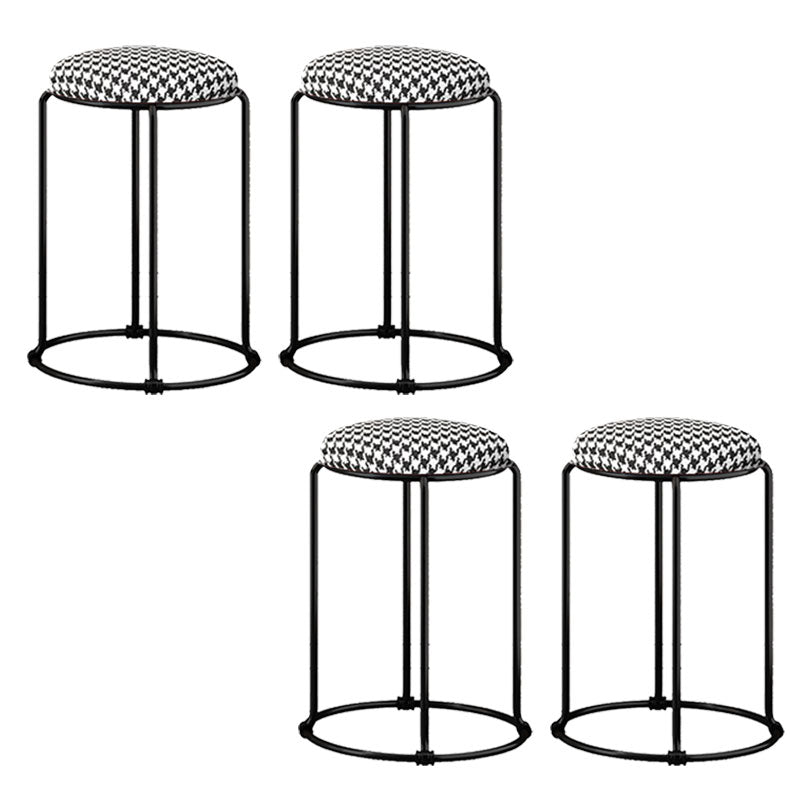 Modern Ottoman Velvet Upholstered Tear Resistant Round Ottoman with Chair Legs