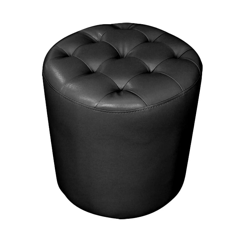 Modern Plain Ottoman Water Resistant Genuine Leather Tufted Pouf Ottoman