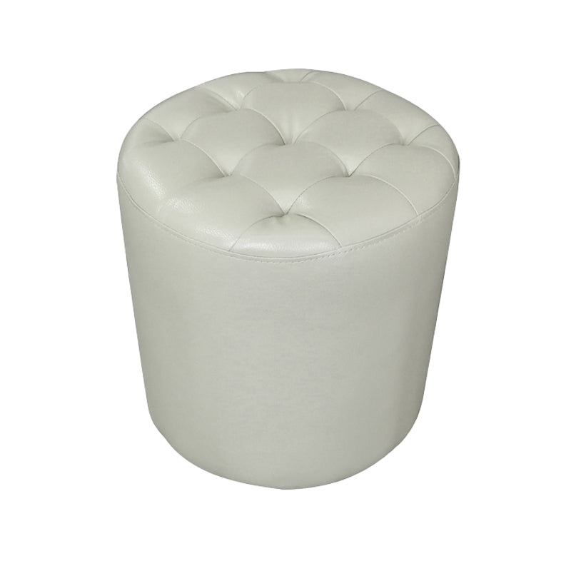 Modern Plain Ottoman Water Resistant Genuine Leather Tufted Pouf Ottoman