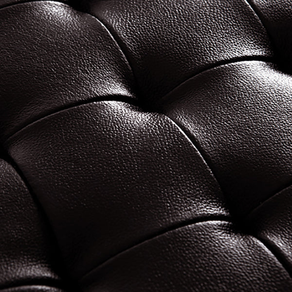 Modern Plain Ottoman Water Resistant Genuine Leather Tufted Pouf Ottoman