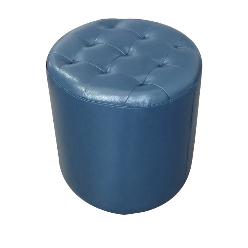 Modern Plain Ottoman Water Resistant Genuine Leather Tufted Pouf Ottoman