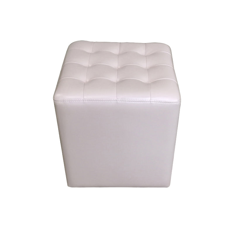 Modern Plain Ottoman Water Resistant Genuine Leather Tufted Pouf Ottoman