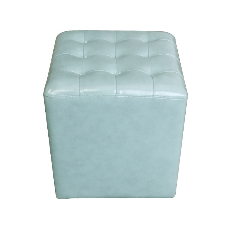 Modern Plain Ottoman Water Resistant Genuine Leather Tufted Pouf Ottoman
