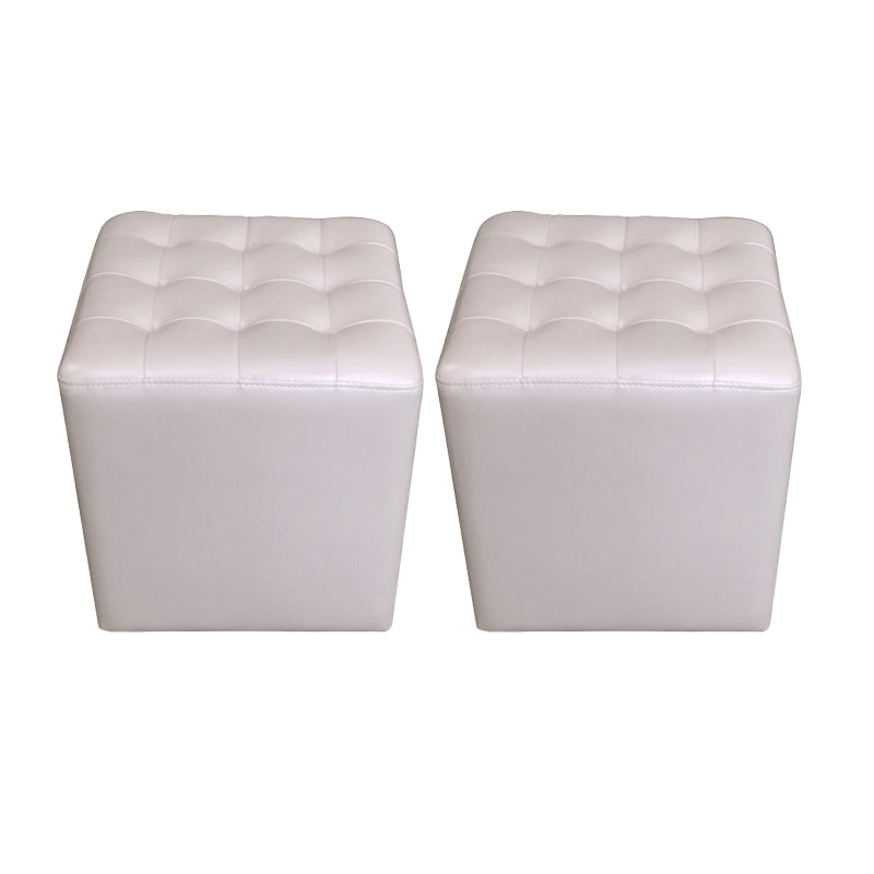 Modern Plain Ottoman Water Resistant Genuine Leather Tufted Pouf Ottoman