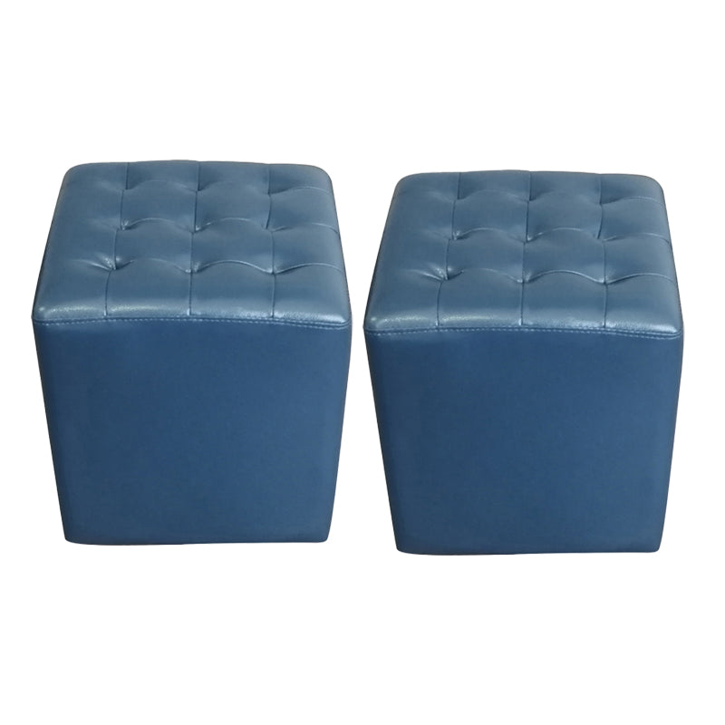 Modern Plain Ottoman Water Resistant Genuine Leather Tufted Pouf Ottoman