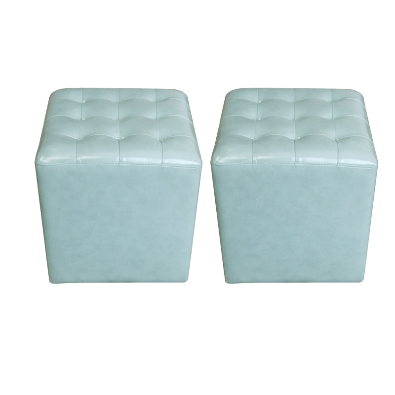 Modern Plain Ottoman Water Resistant Genuine Leather Tufted Pouf Ottoman