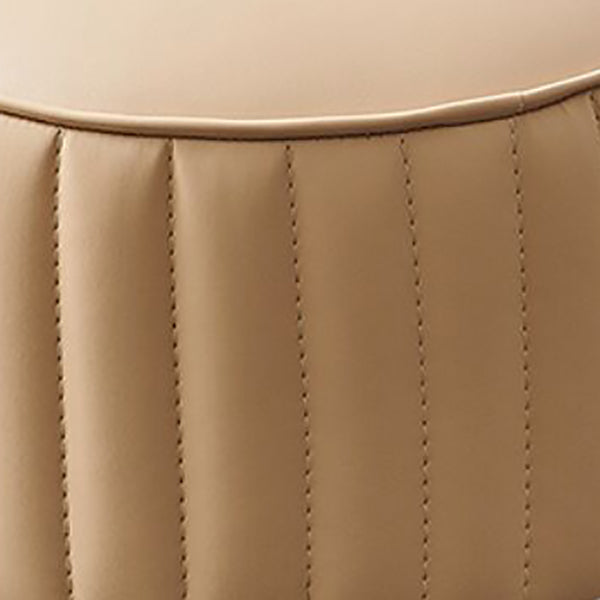 Modern Orange Pouf Water Resistant Round Pure Color Leather Pouf