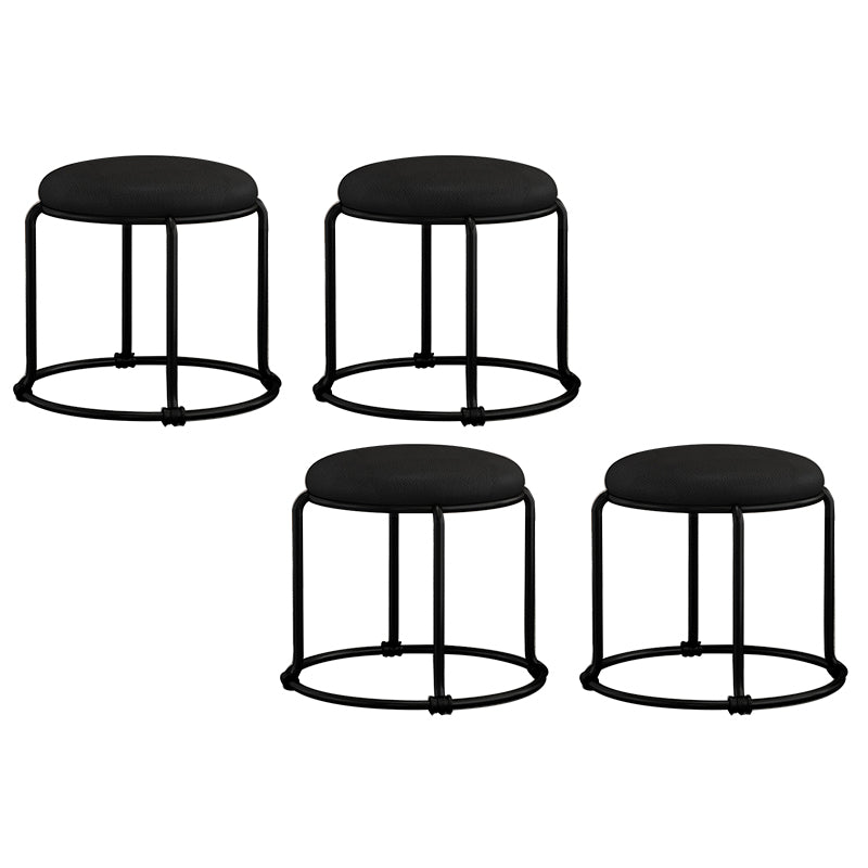 Contemporary Ottoman Fabric Upholstered Solid Color Round Ottoman