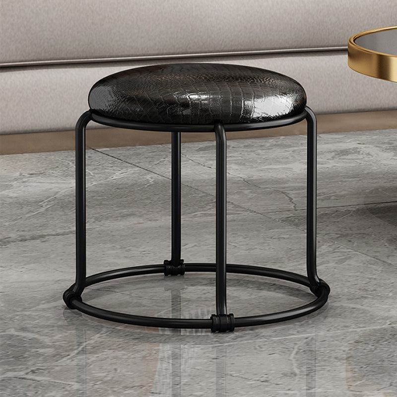 Contemporary Ottoman Fabric Upholstered Solid Color Round Ottoman