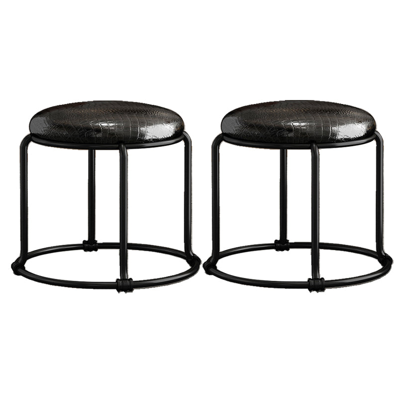 Contemporary Ottoman Fabric Upholstered Solid Color Round Ottoman