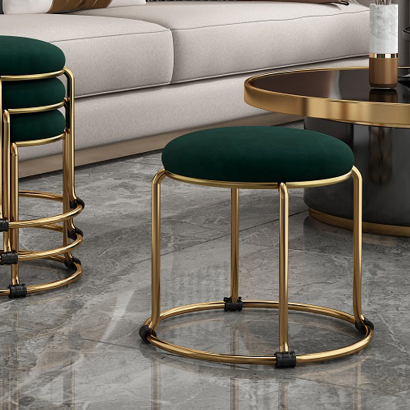 Contemporary Ottoman Fabric Upholstered Solid Color Round Ottoman