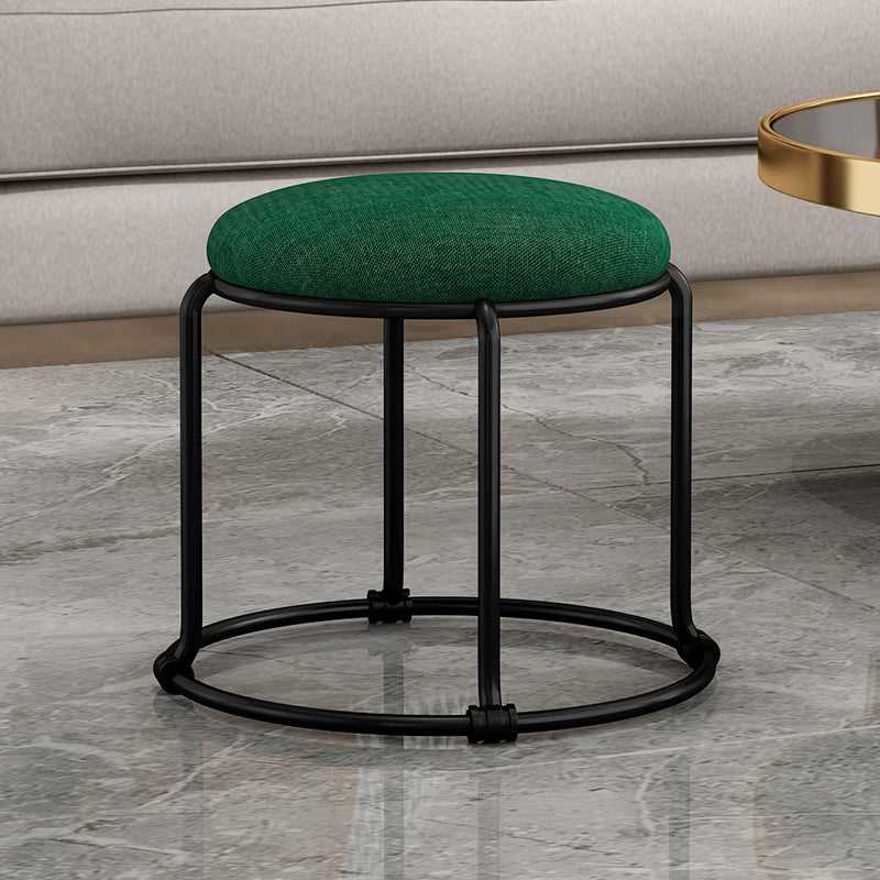 Contemporary Ottoman Fabric Upholstered Solid Color Round Ottoman