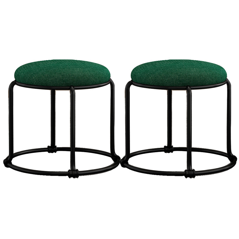 Contemporary Ottoman Fabric Upholstered Solid Color Round Ottoman