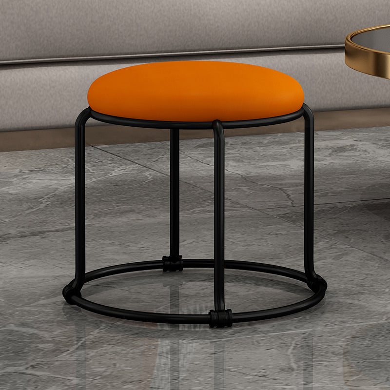 Contemporary Ottoman Fabric Upholstered Solid Color Round Ottoman