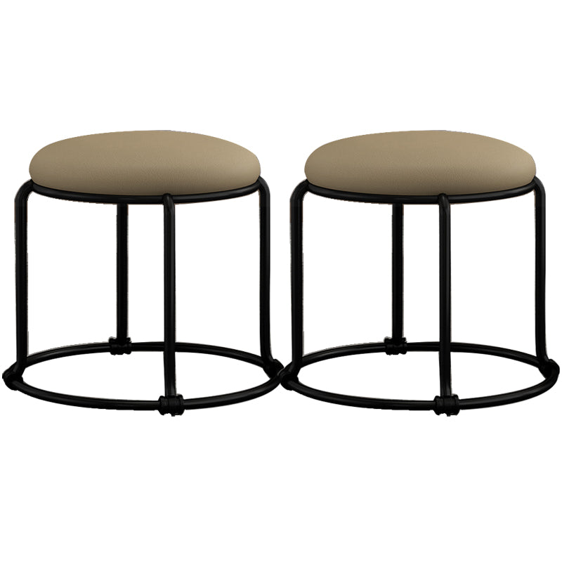 Contemporary Ottoman Fabric Upholstered Solid Color Round Ottoman