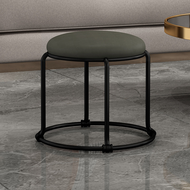 Contemporary Ottoman Fabric Upholstered Solid Color Round Ottoman