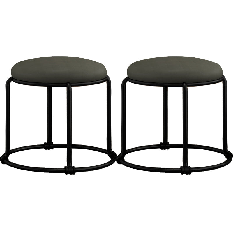 Contemporary Ottoman Fabric Upholstered Solid Color Round Ottoman