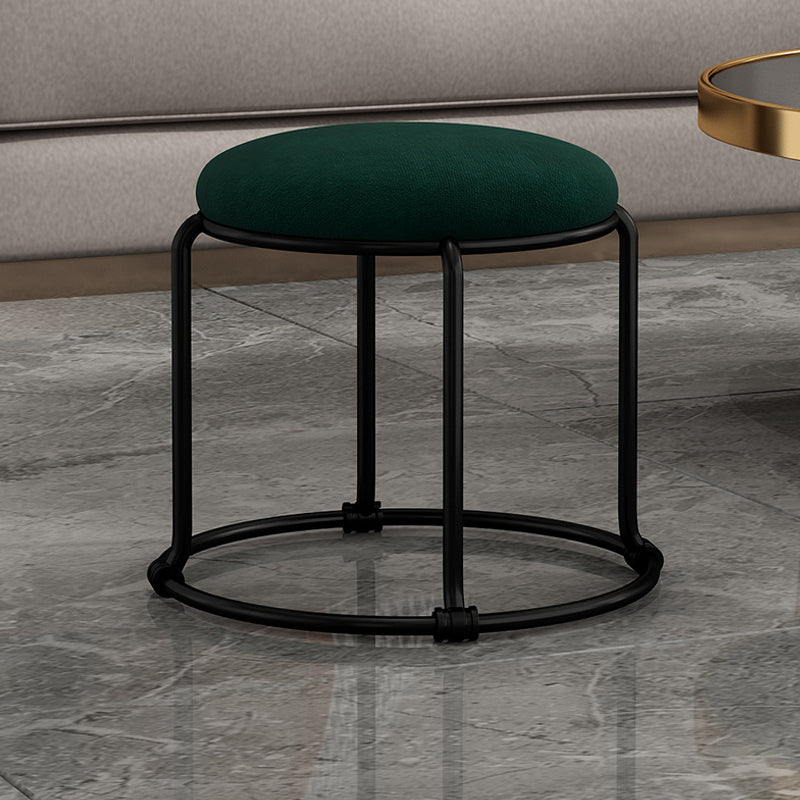 Contemporary Ottoman Fabric Upholstered Solid Color Round Ottoman