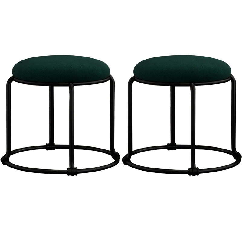 Contemporary Ottoman Fabric Upholstered Solid Color Round Ottoman