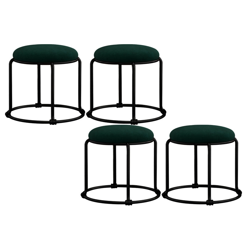 Contemporary Ottoman Fabric Upholstered Solid Color Round Ottoman