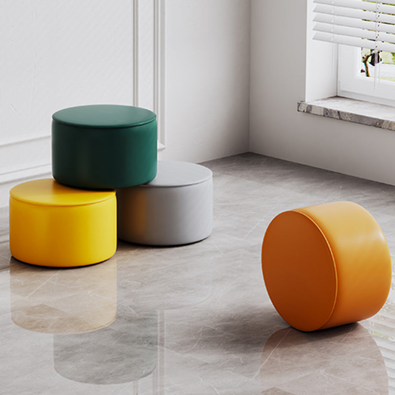Modern Leather Ottoman Plain Water Resistant Stain Resistant Footstool Ottoman