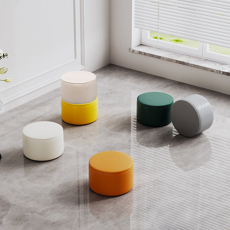 Modern Leather Ottoman Plain Water Resistant Stain Resistant Footstool Ottoman