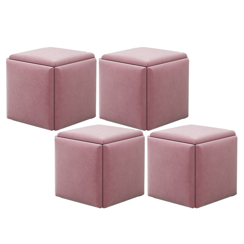Modern Velvet Target Pouf Plain Square with Storage Stain Resistant Storage Ottoman