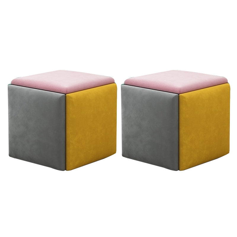 Modern Velvet Target Pouf Plain Square with Storage Stain Resistant Storage Ottoman