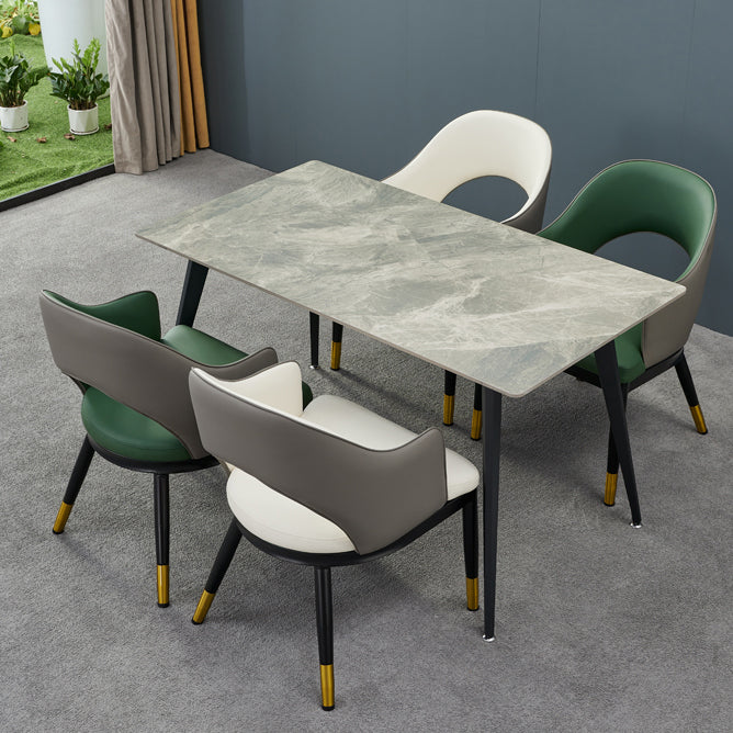 Metal Industrial Dining Chair with Arms Matte Finish Open Back Side Chair