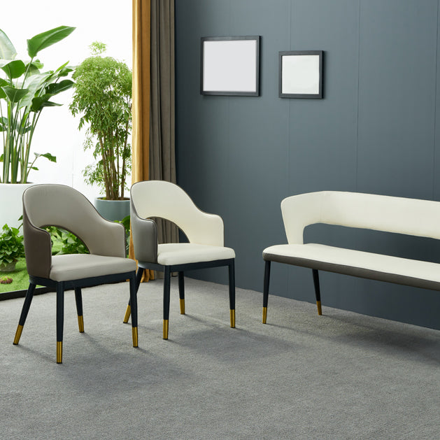 Metal Industrial Dining Chair with Arms Matte Finish Open Back Side Chair