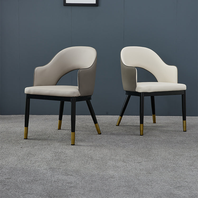 Metal Industrial Dining Chair with Arms Matte Finish Open Back Side Chair