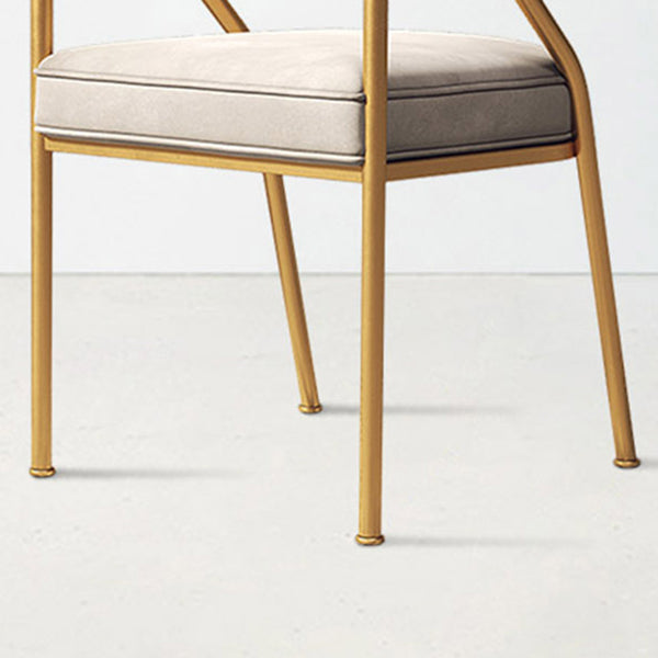 Glam Style Dining Chair Metal Open Back Dining Armchair for Indoor