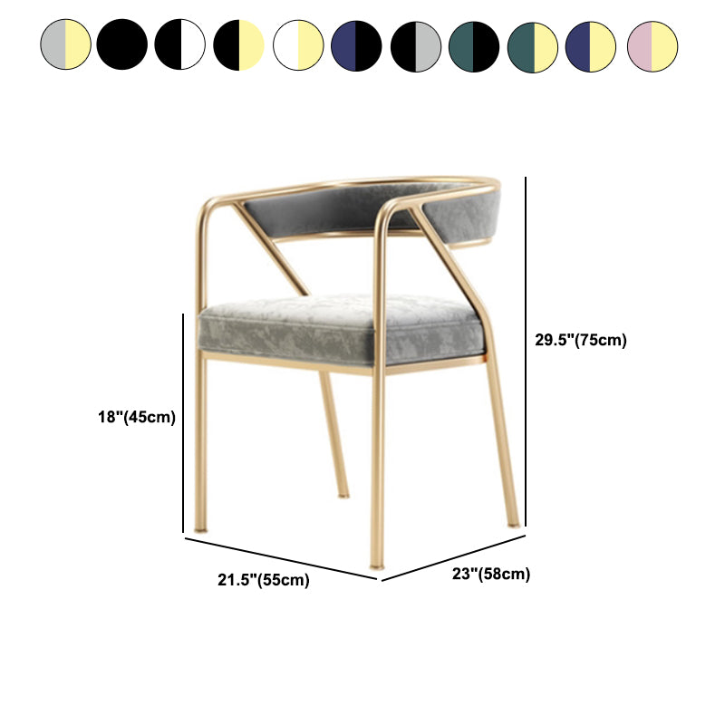 Glam Style Dining Chair Metal Open Back Dining Armchair for Indoor