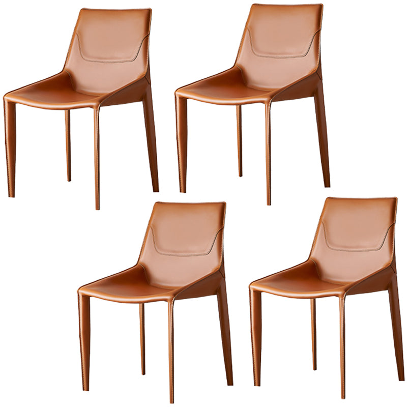 Modern Solid Back Side Chair with Faux Leather Legs Indoor Upholstered Dining Chair