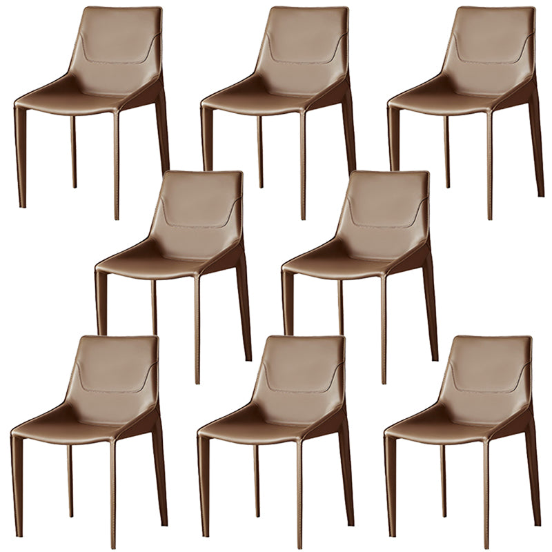 Modern Solid Back Side Chair with Faux Leather Legs Indoor Upholstered Dining Chair