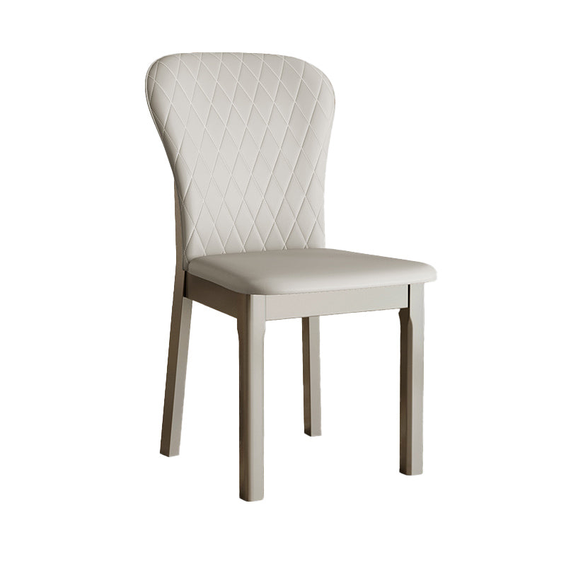 Rubberwood Modern Dining Chair Faux Leather Solid Back Side Chair