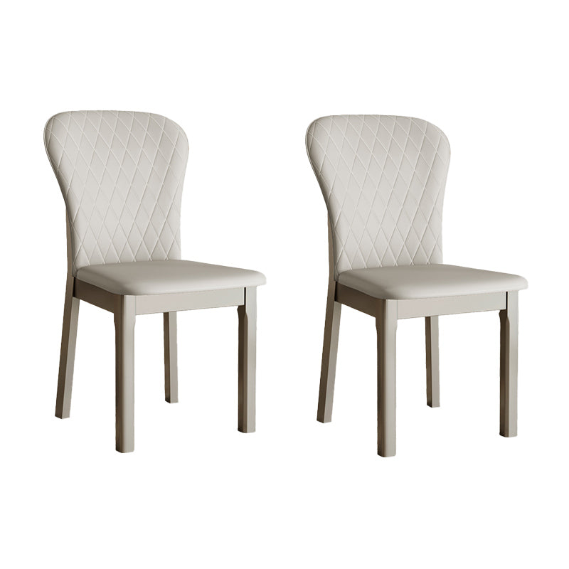 Rubberwood Modern Dining Chair Faux Leather Solid Back Side Chair